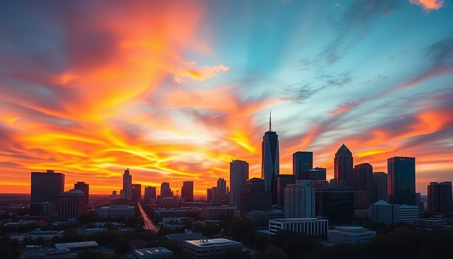 Austin local news: vibrant city skyline at sunset.