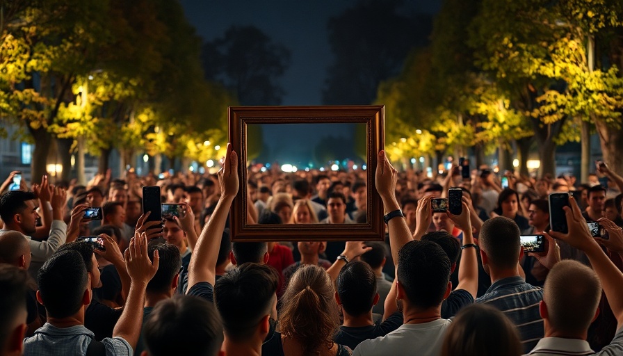 Selena Quintanilla poster held by crowd at night, lively atmosphere