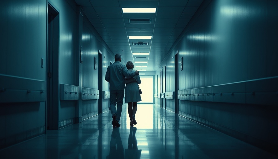 Hospital corridor with two people walking for health and wellness