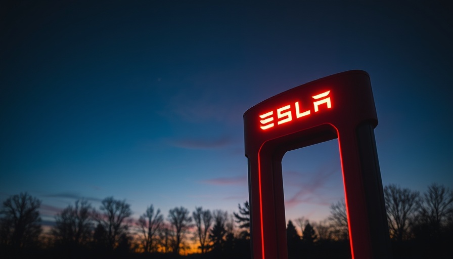 Silhouetted Tesla sign at dusk, consumer stocks retreat theme