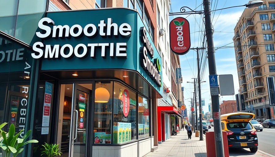 Exterior of the Smoothie King Leander location with vibrant signage.