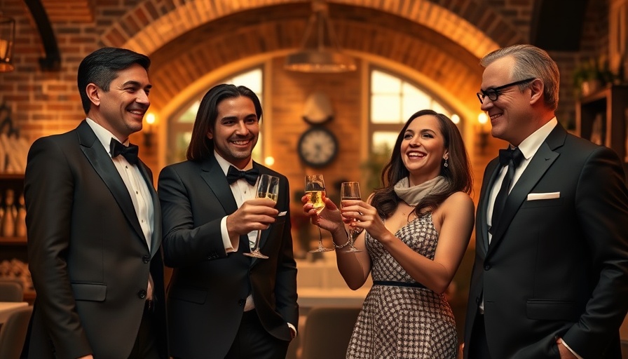 Celebratory gathering in a warmly lit room with cozy decor.