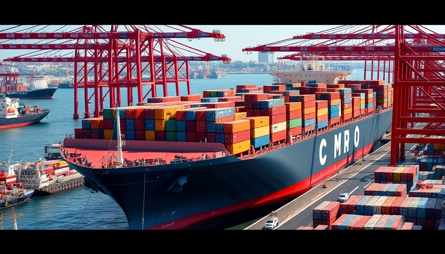 Cargo ship at port, linked to Trump's tariff announcement.