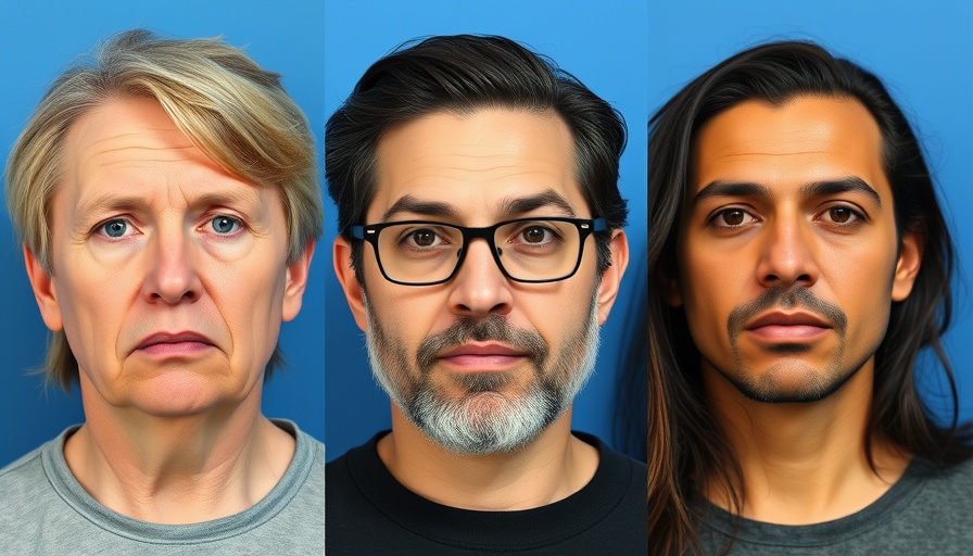 Mugshots related to car dealership fraud case, blue background.
