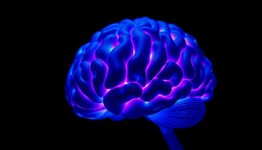 Organoid model illustrating brain inflammation in vibrant blue.