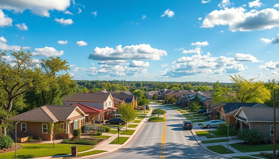 Suburban Texas neighborhood with affordable housing and tree-lined streets.