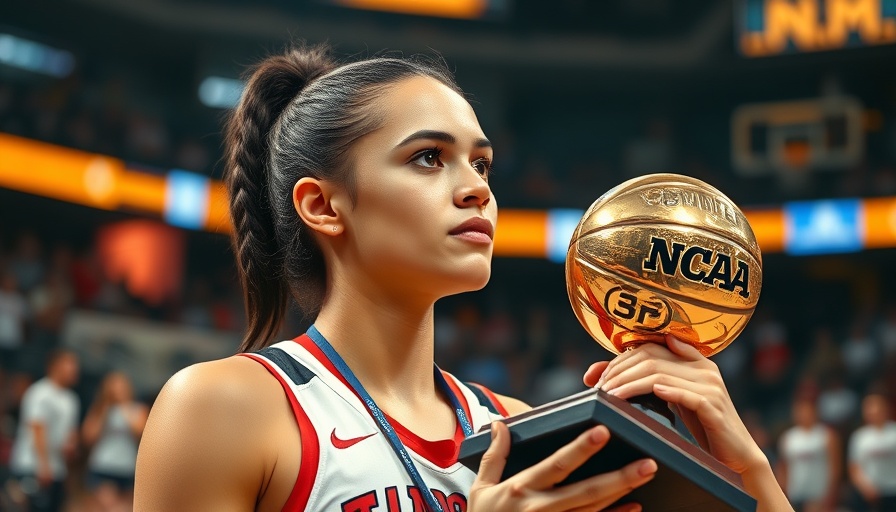 Focused player with NCAA trophy at Women's Final Four 2025