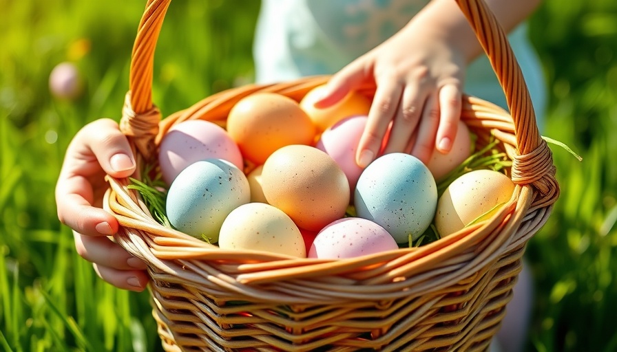 Colorful Easter eggs in a basket for healthy Easter basket ideas.