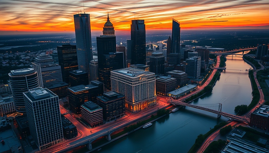 Sunset cityscape of luxury living in Austin.