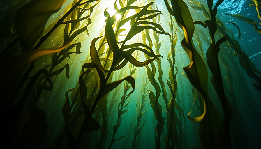 Underwater kelp forest in ethereal sunlight for conservation.