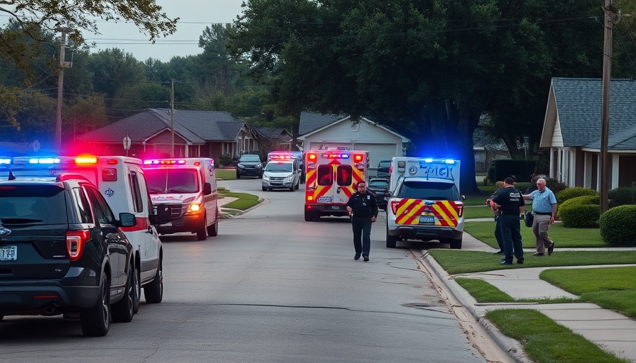 Emergency responders at Harris County neighborhood after shooting.