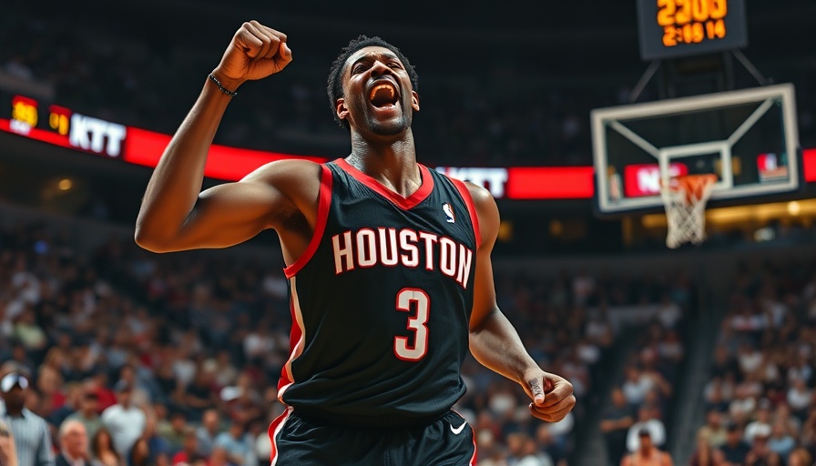 Intense Houston player celebrating during NCAA Championship underdog story.