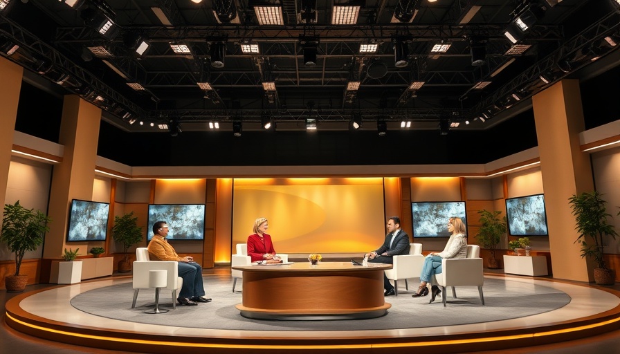 Live with Kelly and Mark at new Disney headquarters stage setup.