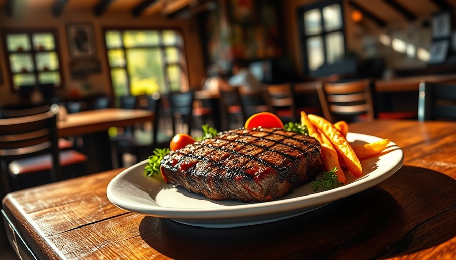 Delicious steak dish on a sunlit table, Austin restaurant.