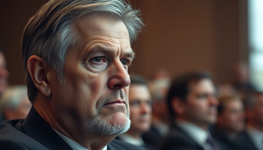 Serious man focused during a hearing session.