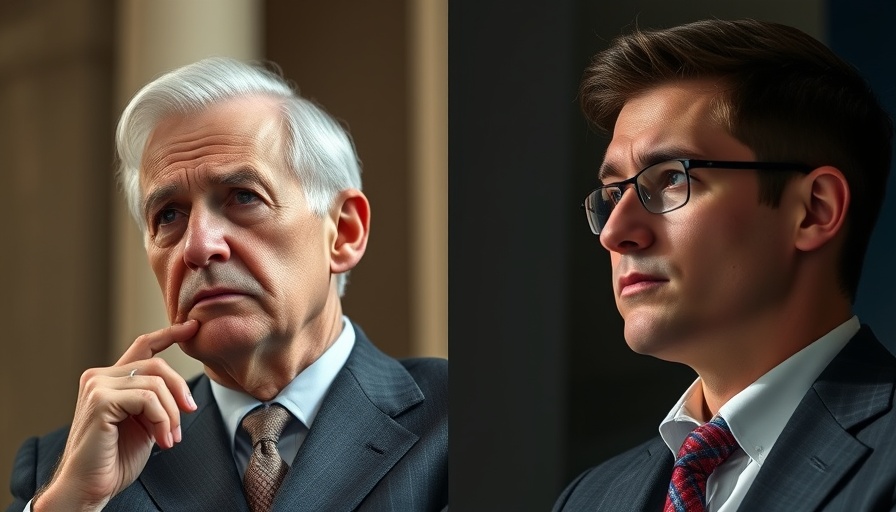 Focused men, pondering tax policy, split scene in photorealistic style.