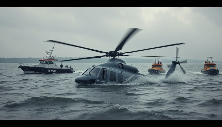 Helicopter crash Hudson River with rescue boats
