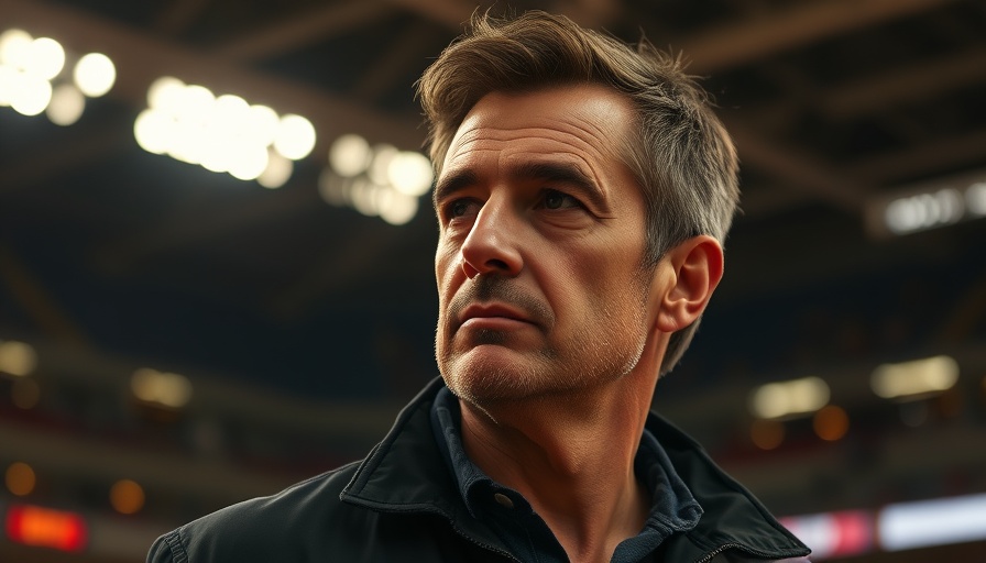 Mark Cuban healthcare innovation concept, thoughtful expression, arena background.