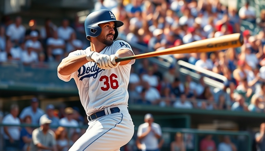 Dodgers vs Cubs baseball player swinging bat action shot