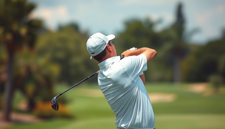 Golfer mid-swing at Masters Tournament final round