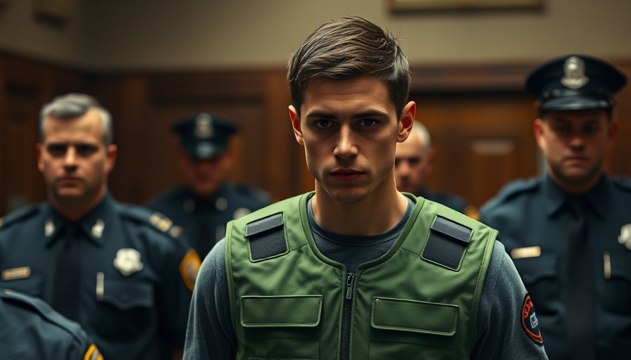 Wisconsin teen in court, green vest, surrounded by officers.