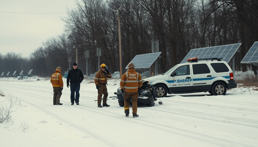Plane crash investigation in New York with emergency responders, snow, and solar panels.