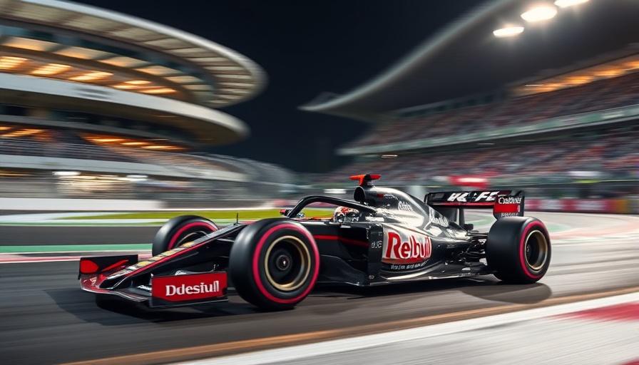 Futuristic racing car at Bahrain Grand Prix 2025, dynamic action