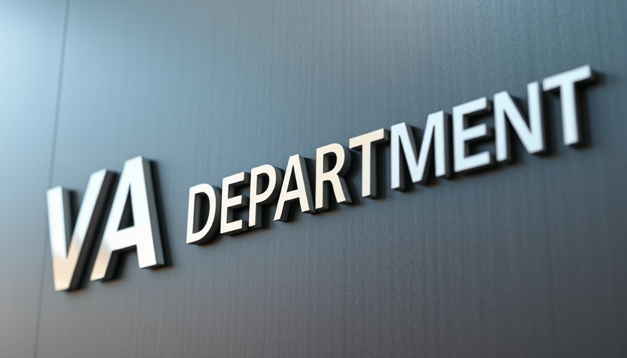 Close-up of VA department sign on textured wall, VA contract cancellation