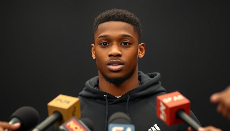 NFL Draft prospect Abdul Carter speaking at a press event.