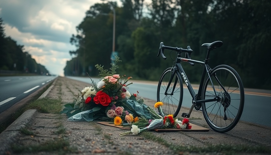 Memorial for cyclist in Seabrook collision, flowers and bike.