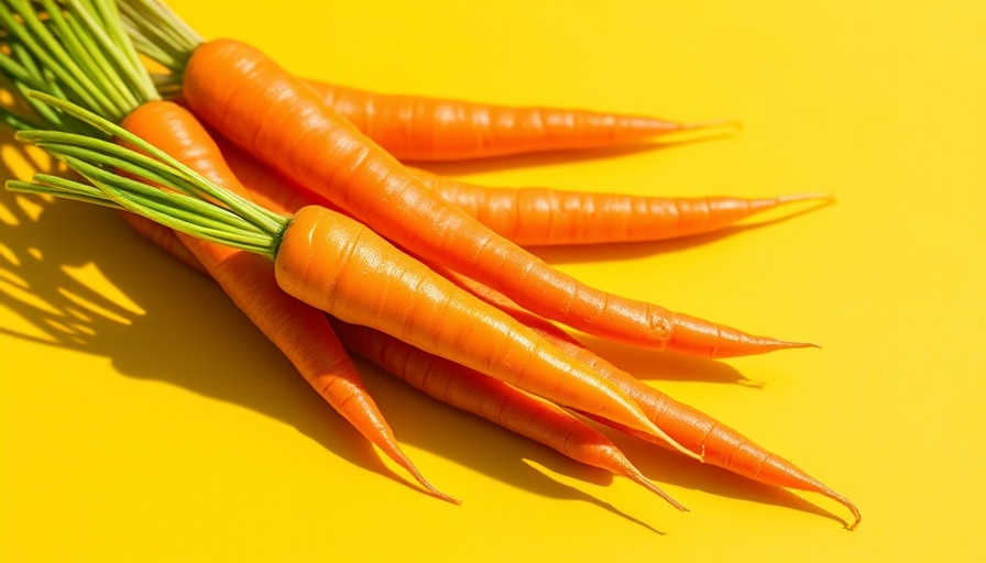Vibrant carrots on yellow background highlighting high fiber foods.