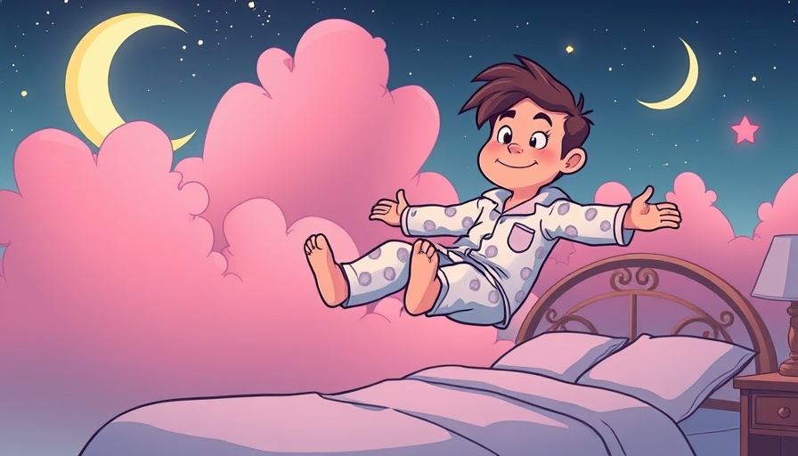 Whimsical dream illustration of floating person for sleep tips.