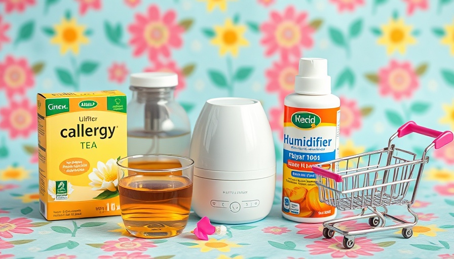 OTC allergy treatments including chamomile tea and a humidifier.