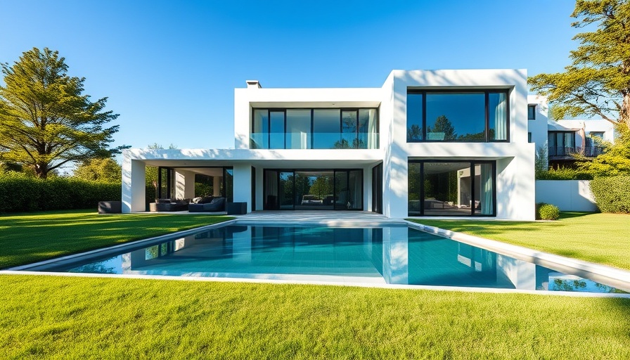 Modern white house with pool in Austin home design directory.