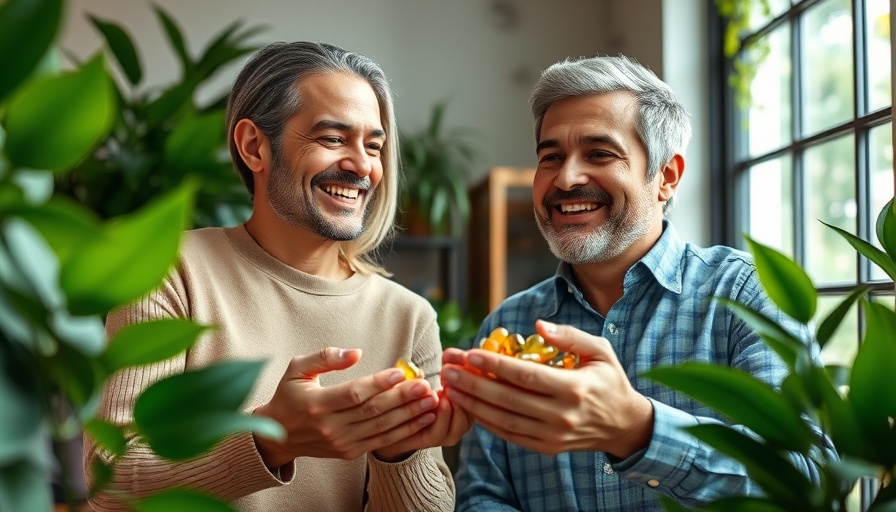 Functional medicine discussion with herbal capsules for longevity.