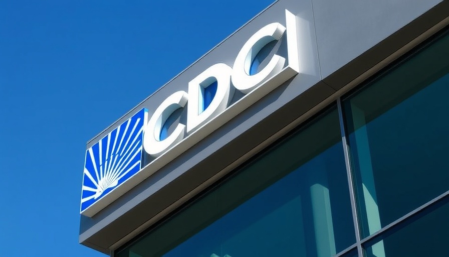 CDC logo exterior under clear sky.