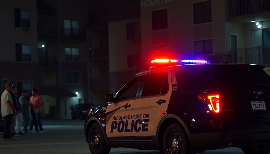 Police scene at night in Houston related to death sentence for murder.