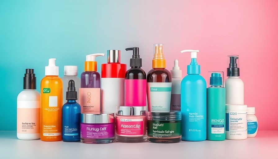 Variety of best moisturizers for acne against colorful background.
