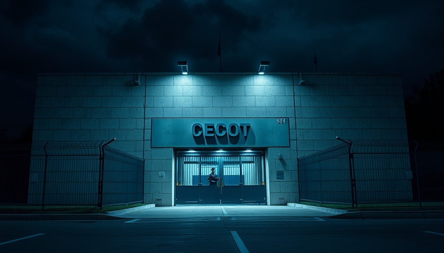 CECOT facility at night symbolizing detention and deportation issues.