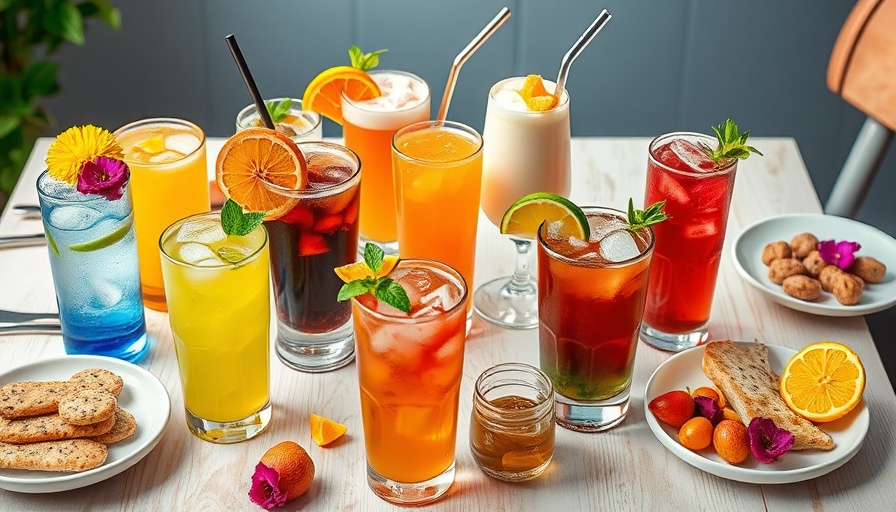 Austin lifestyle brunch with drinks and snacks on a table