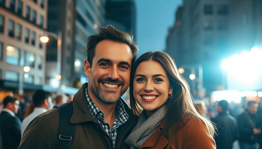 Couple smiling at outdoor event with crowd; Jelly Roll's bad habit annoys wife.