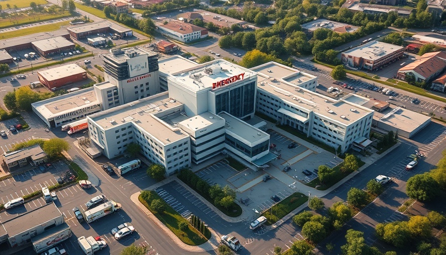 Aerial view of a hospital during Texas measles outbreak.