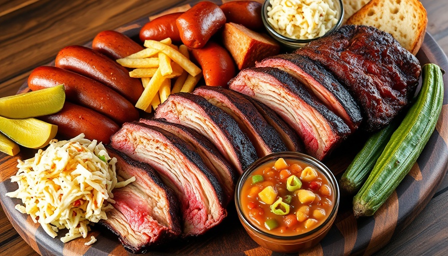 Austin BBQ food truck serving a rich BBQ platter with sides.