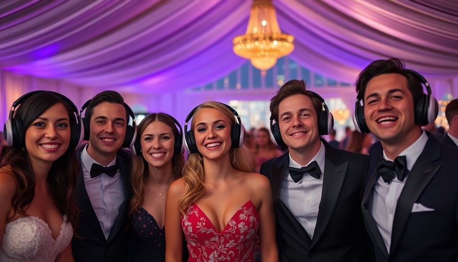 Friends of the Opera Austin attendees at gala with headphones.