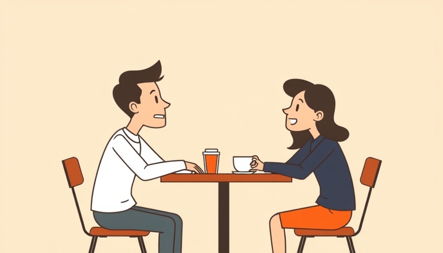 Two people talking at a café table, reducing gossiping.