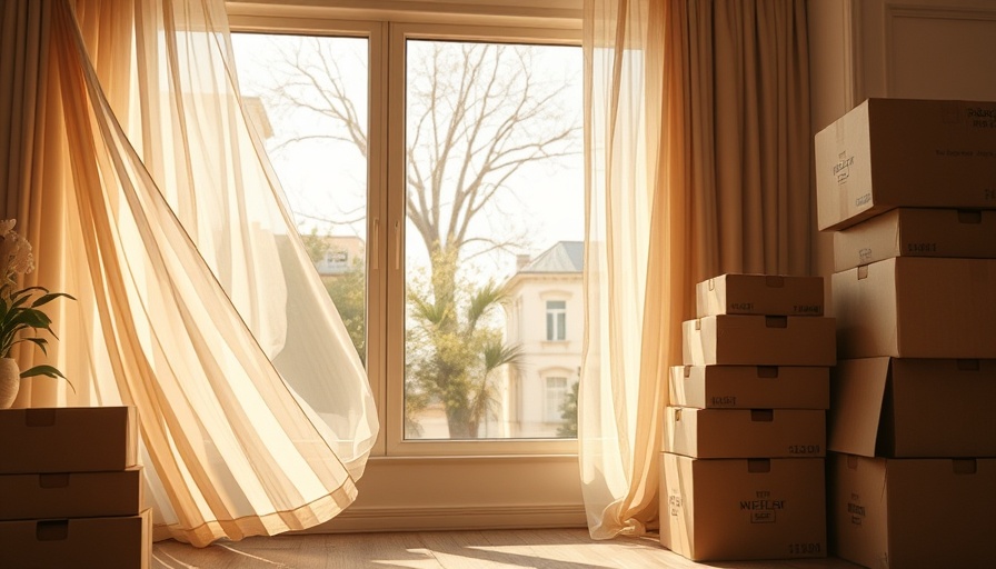 Moving boxes by sunny window in Austin home.