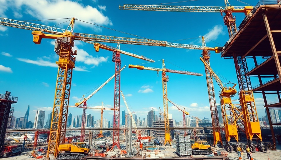 Austin airport expansion site with local contractors and cranes.
