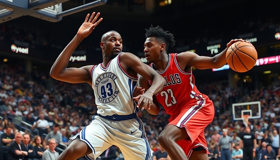 Intense basketball game with dynamic player action