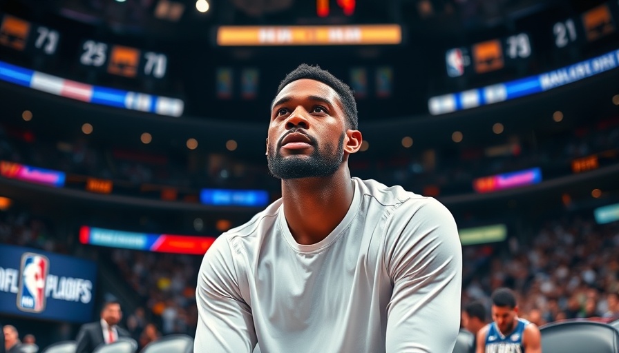 Pensive basketball player during NBA playoffs press conference.