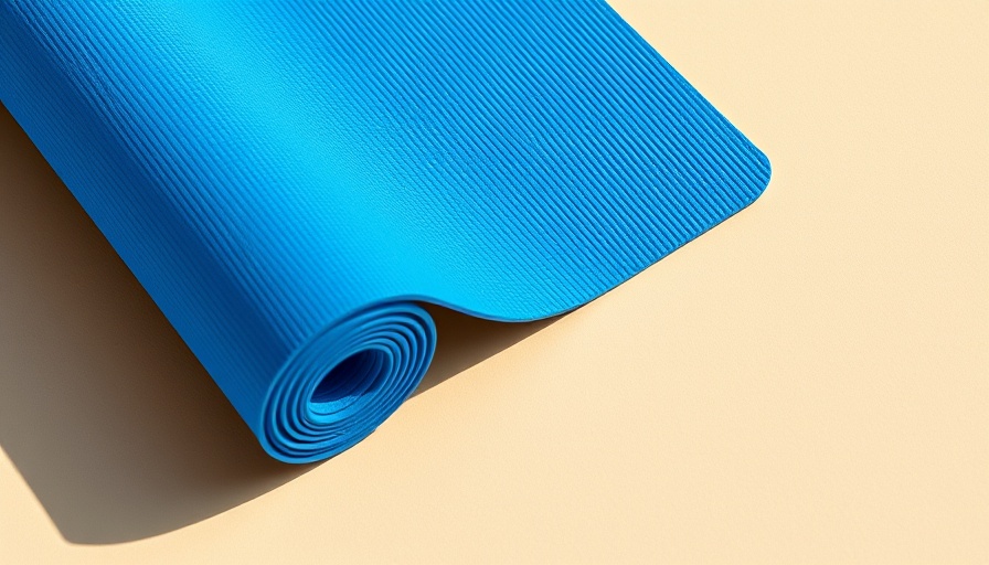 Bright blue yoga mat for health and wellness, minimalistic setting.